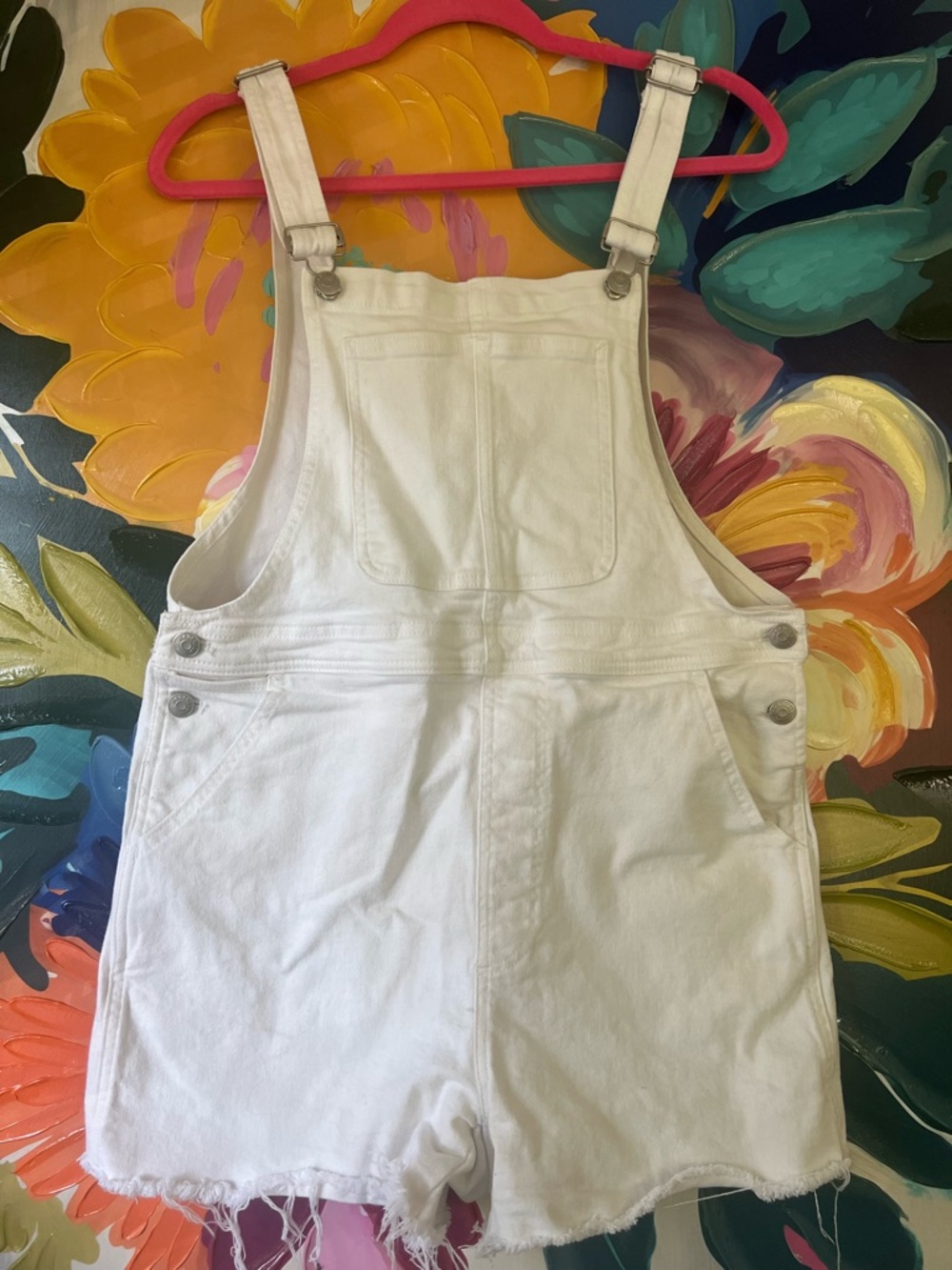 Madewell Adirondack Denim Short Overalls Tile White size M - Picture 3 of 8